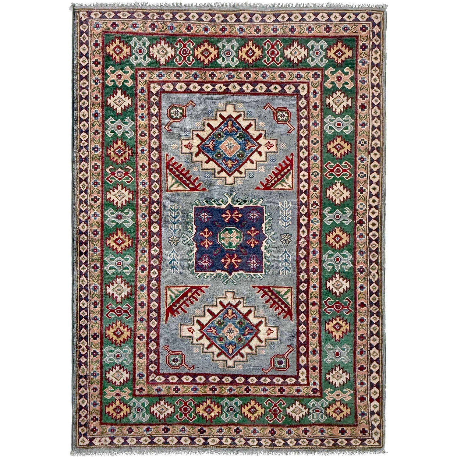 Hand Knotted Kazak Oriental Rug 3' 2" x 4' 9" ft / 97 x 146 cm - No. R37514