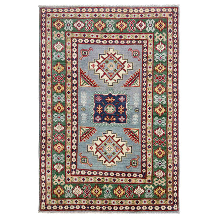 Handmade Kazak Area Rug 3' 2" x 5' 0" ft / 96 x 153 cm - No. R37522