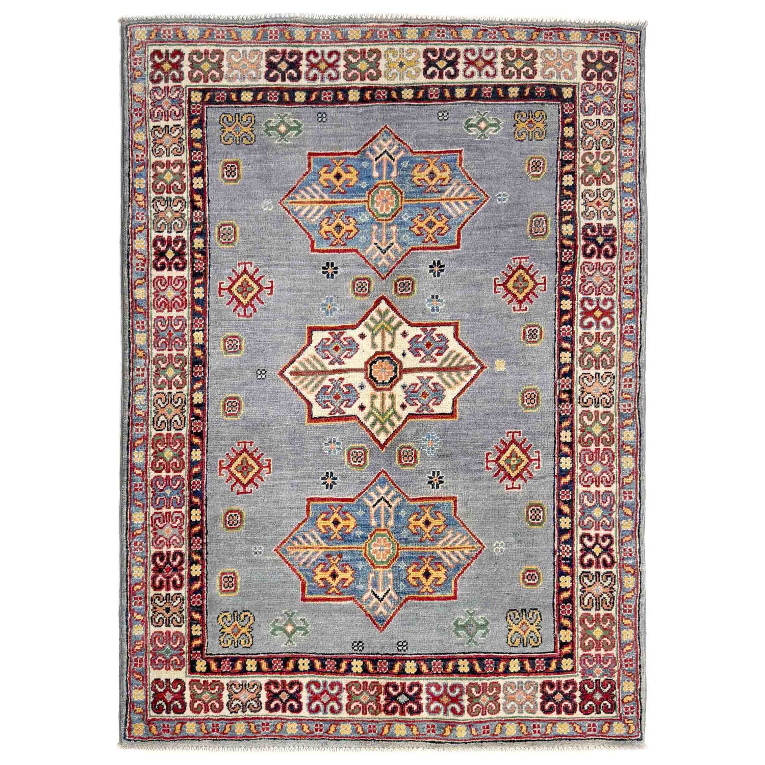 Blue Color Kazak Rug 3' 4" x 4' 11" ft / 102 x 150 cm - No. R37525