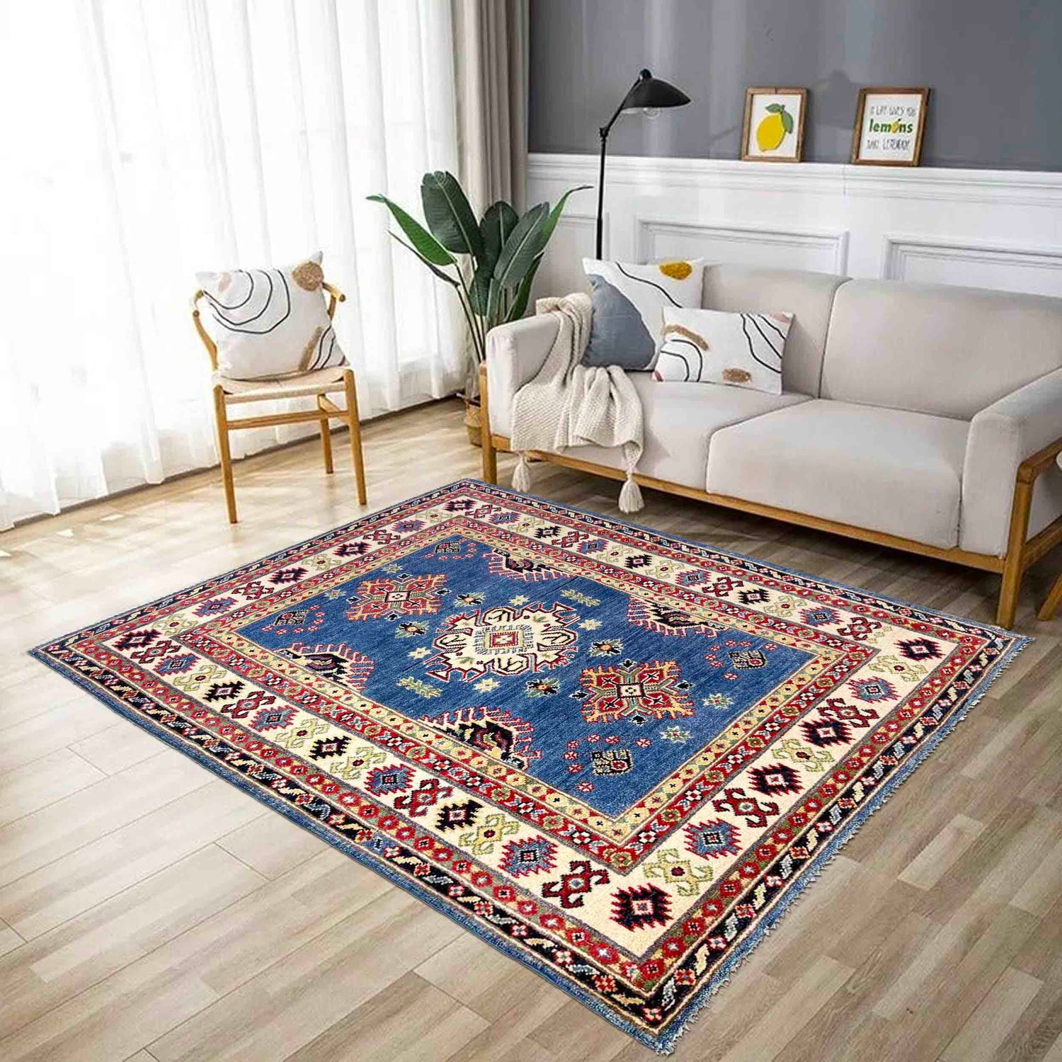 Hand Knotted Kazak Oriental Rug 3' 2" x 4' 9" ft / 97 x 145 cm - No. R37528