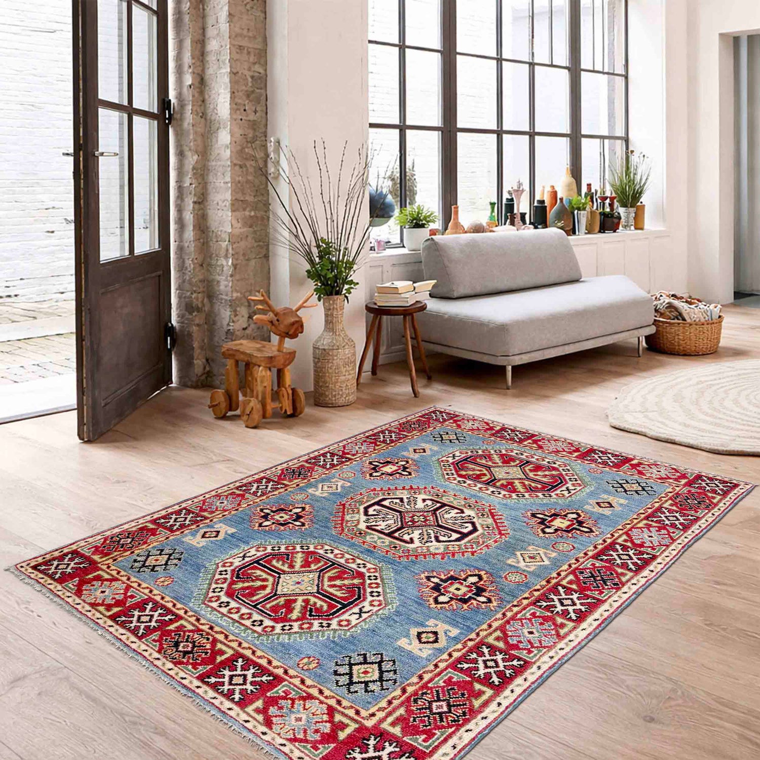 Hand knotted Kazak Rugs 3' 4" x 4' 10" ft / 102 x 147 cm - No. R37529