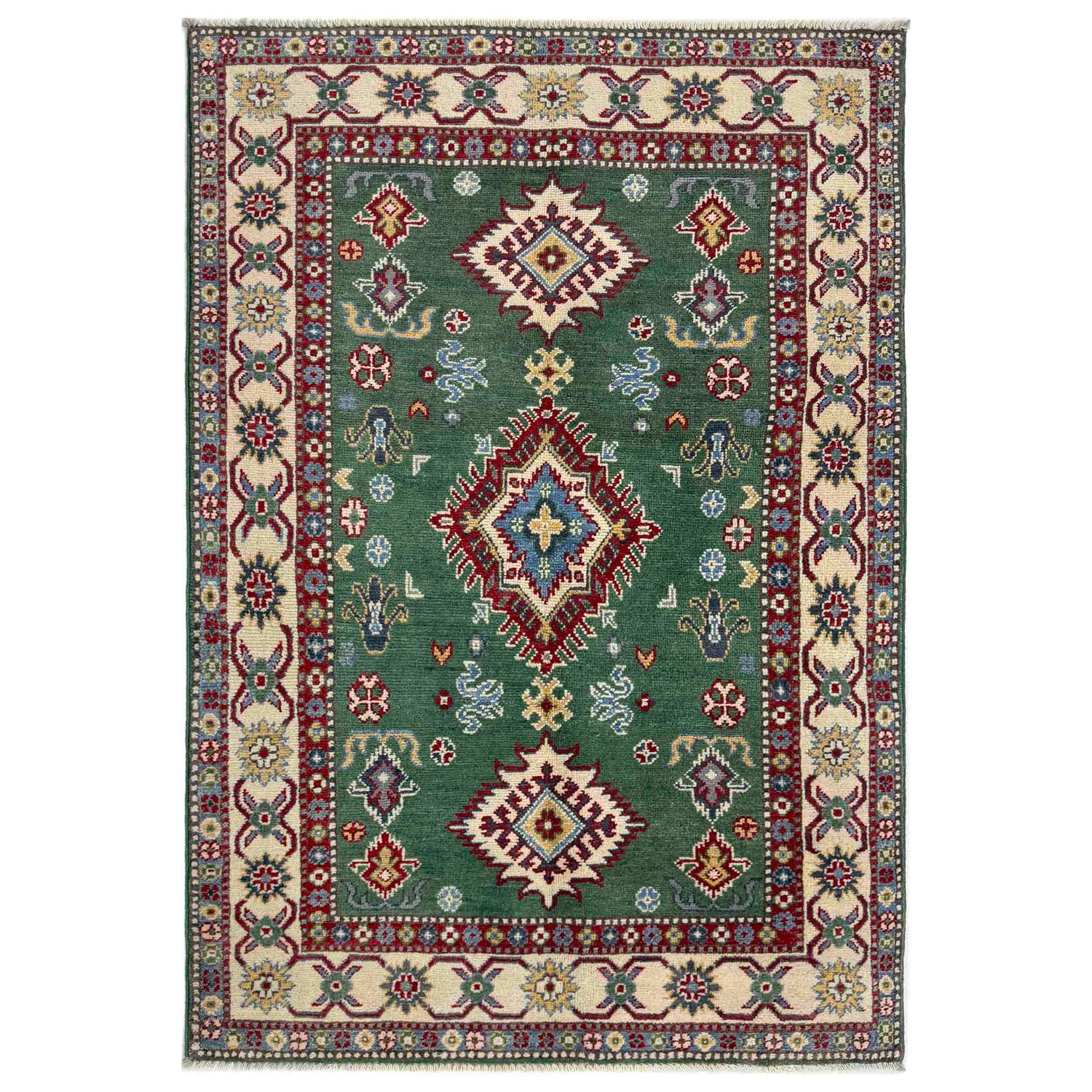 Handmade Kazak Area Rug 3' 3" x 5' 0" ft / 100 x 152 cm - No. R37532