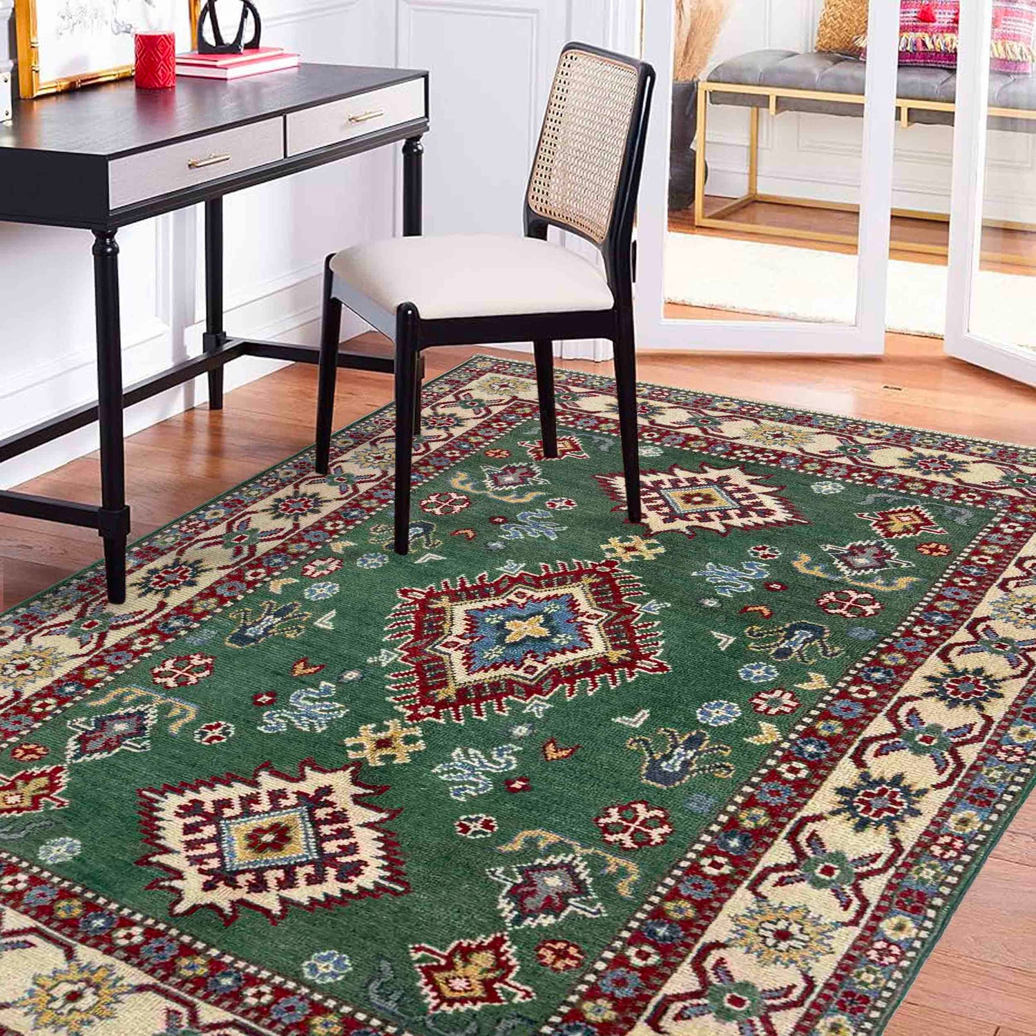Handmade Kazak Area Rug 3' 3" x 5' 0" ft / 100 x 152 cm - No. R37532
