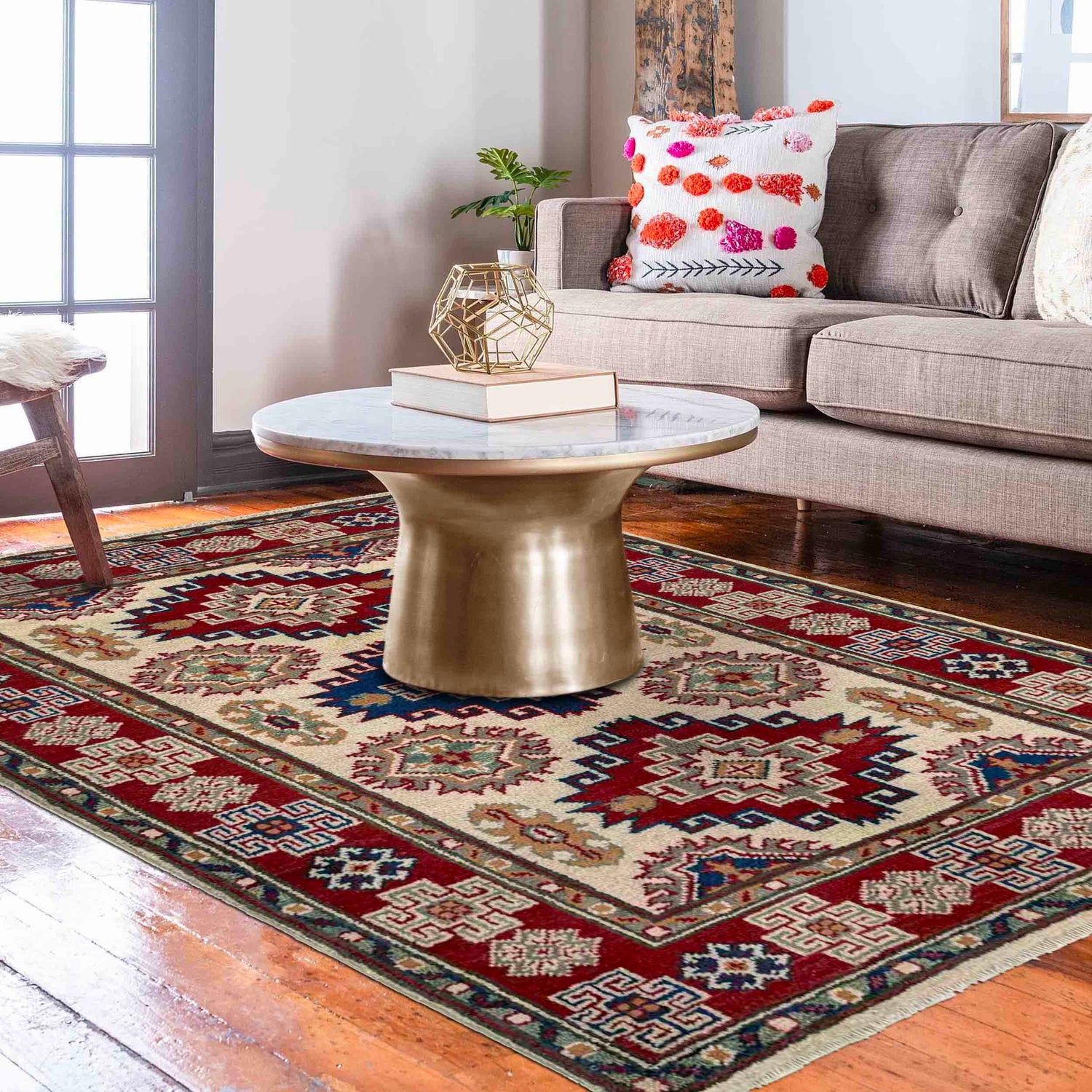 Handmade Kazak Area Rug 2' 7" x 3' 10" ft / 78 x 116 cm - No. R37535