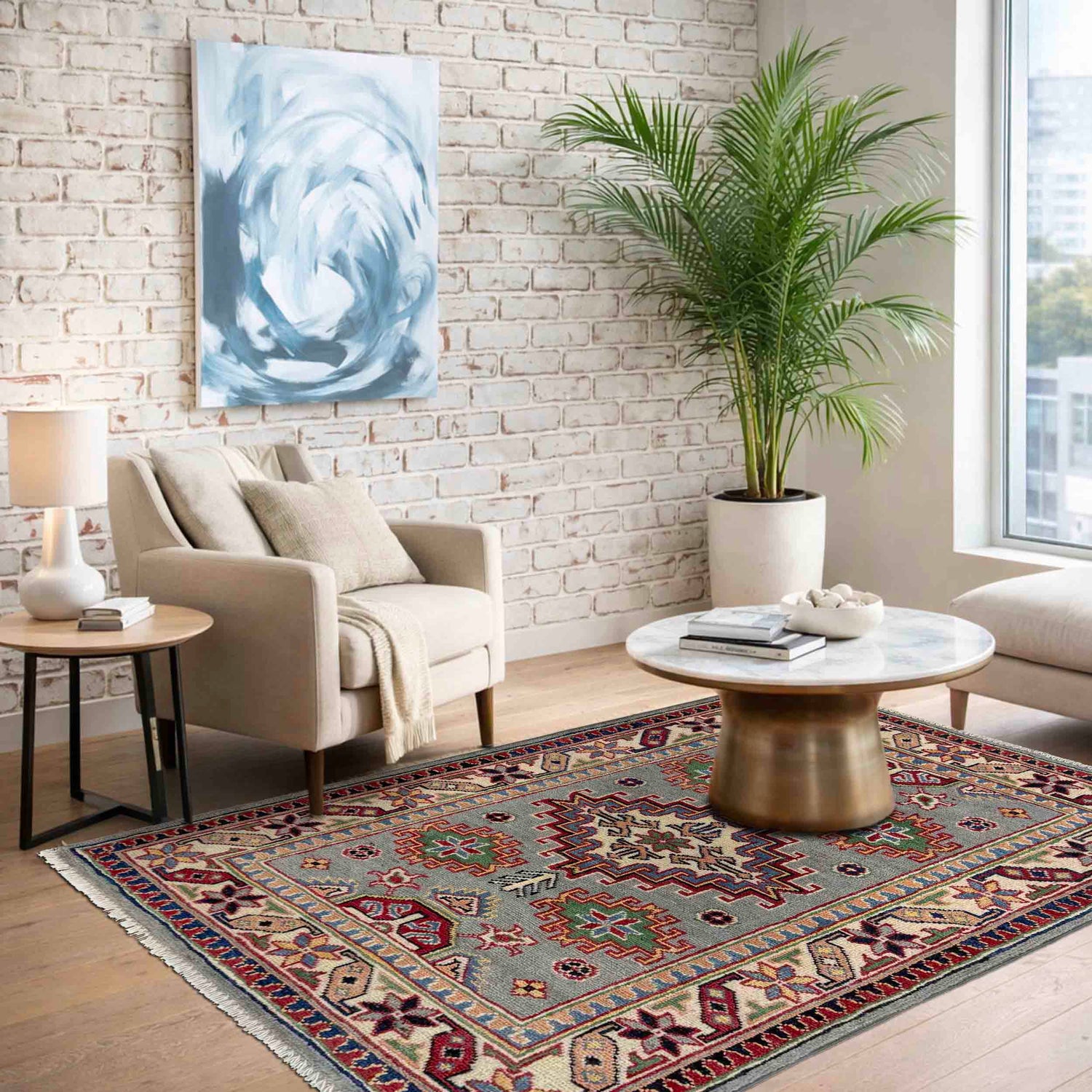 Hand knotted Kazak Carpet 2' 4" x 3' 10" ft / 70 x 117 cm - No. R37537