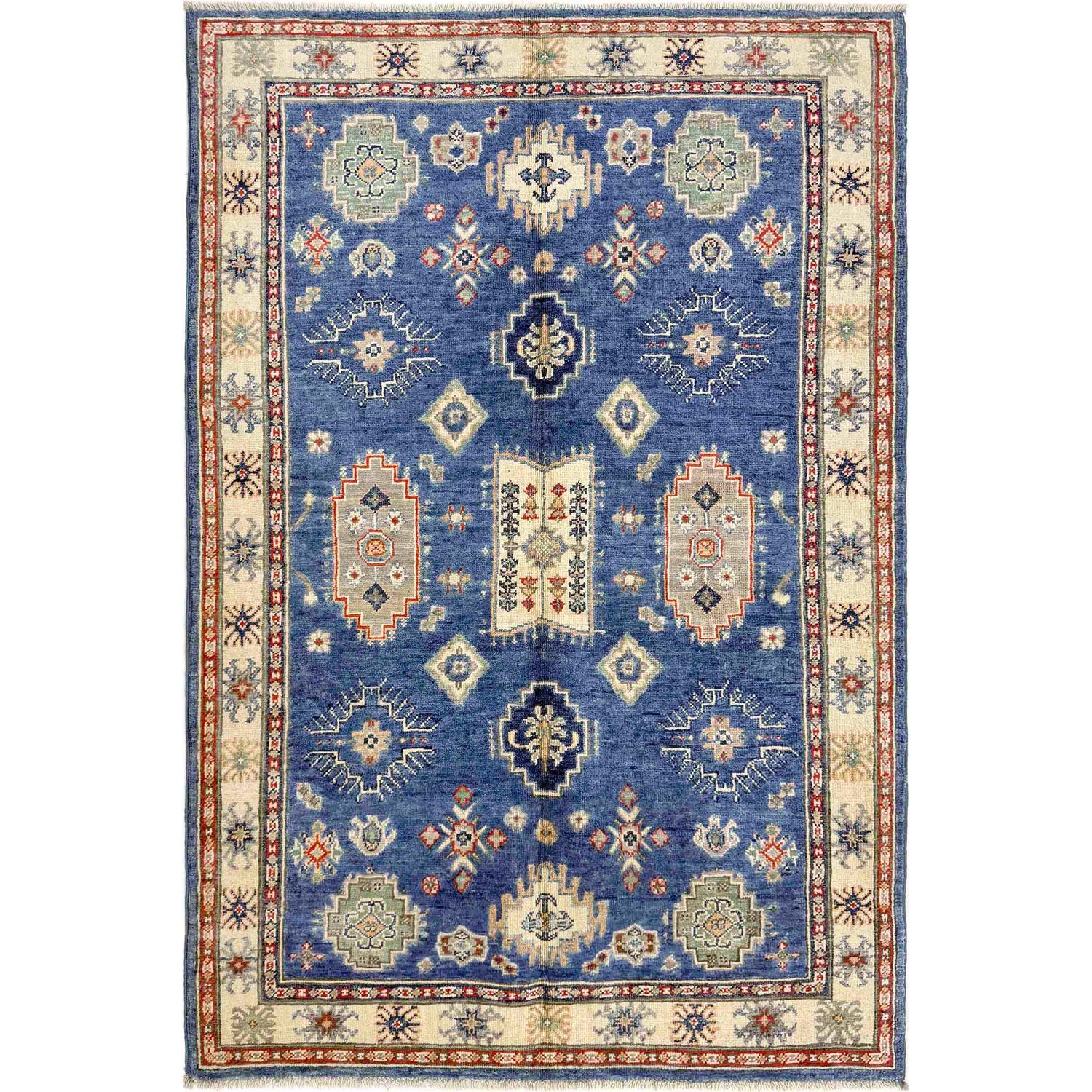 Blue Color Kazak Rug 3' 10" x 5' 11" ft / 117 x 181 cm - No. R37540