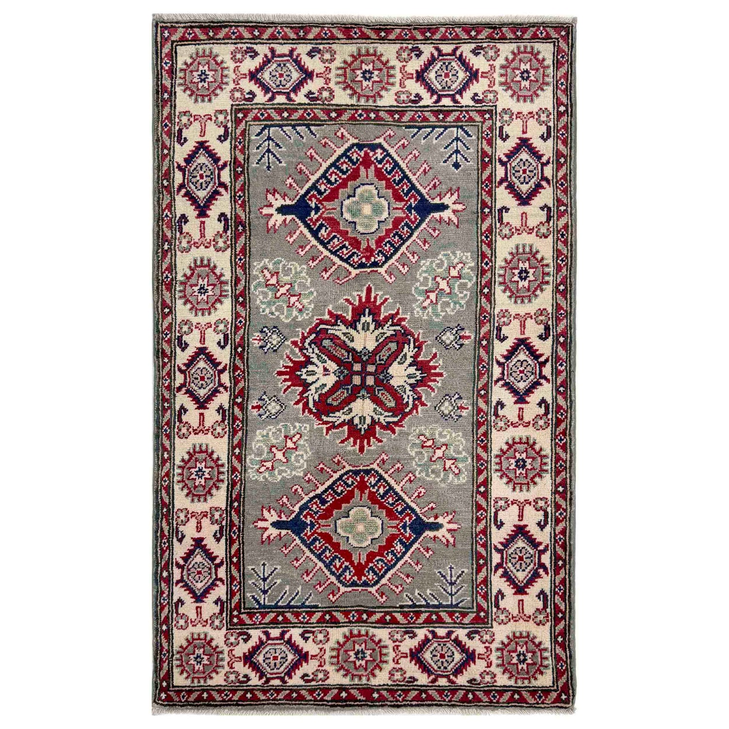 Hand knotted Kazak Carpet 2' 7" x 4' 4" ft / 78 x 132 cm - No. R37541