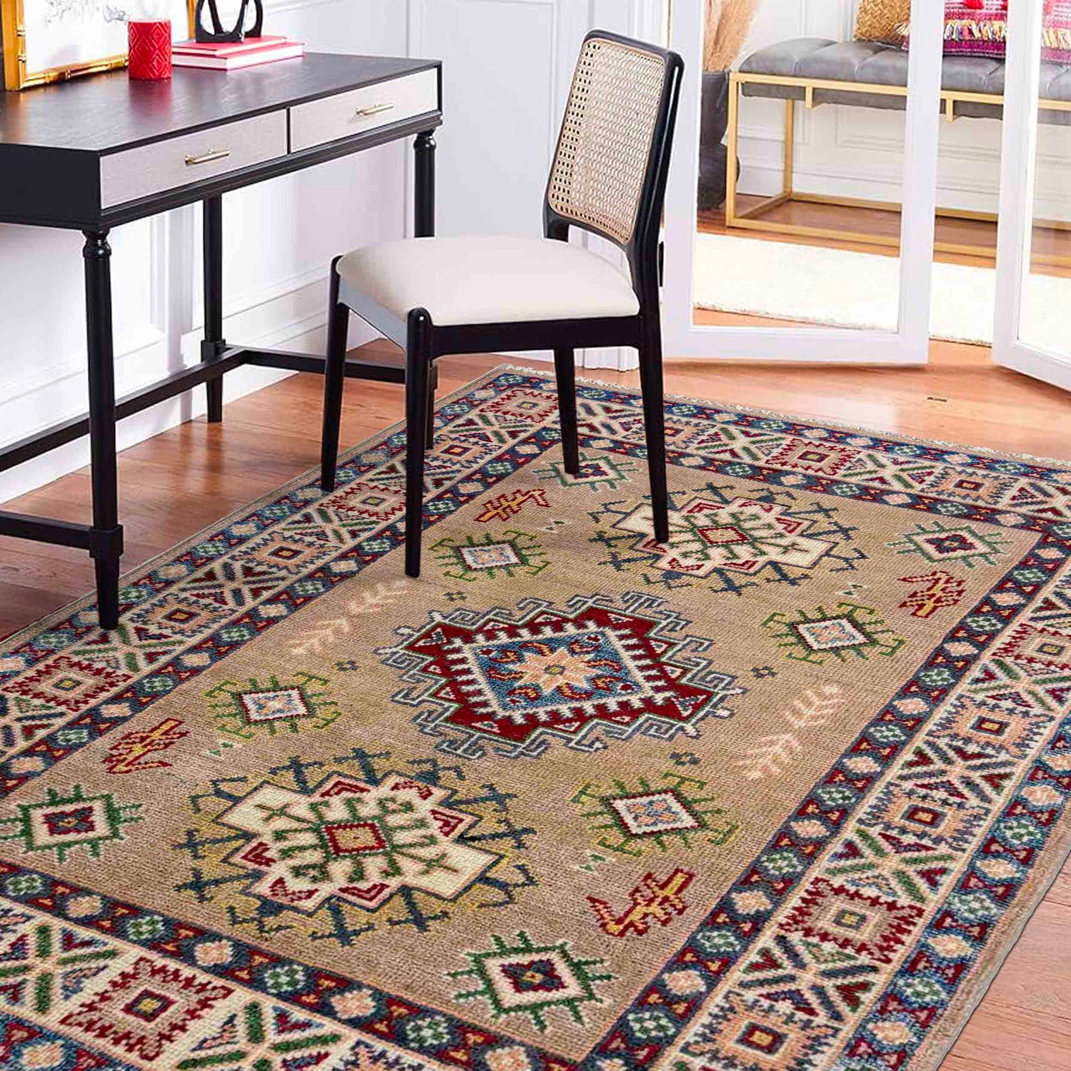 Handmade Kazak Area Rug 2' 7" x 3' 10" ft / 80 x 117 cm - No. R37542