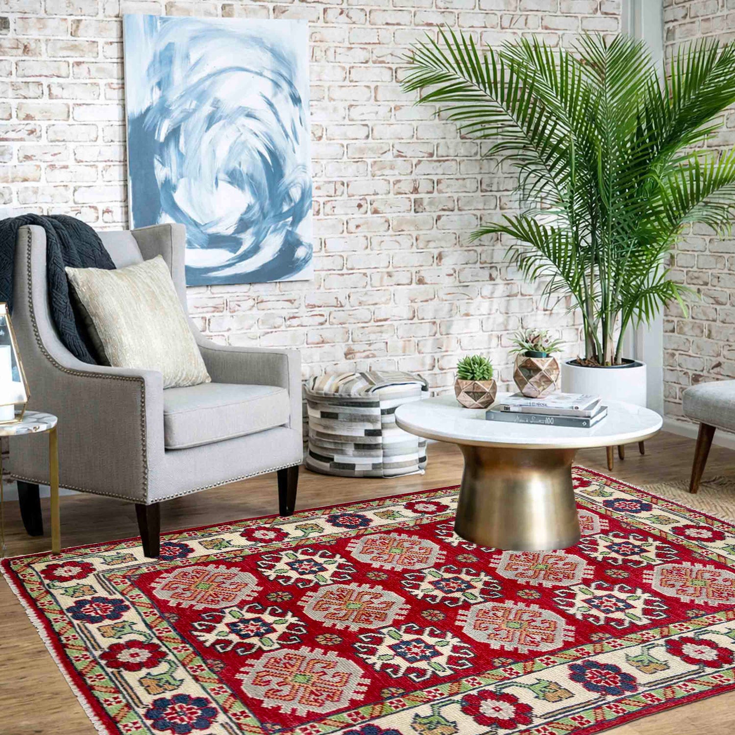 Hand Knotted Kazak Oriental Rug 2' 7" x 4' 3" ft / 79 x 129 cm - No. R37545