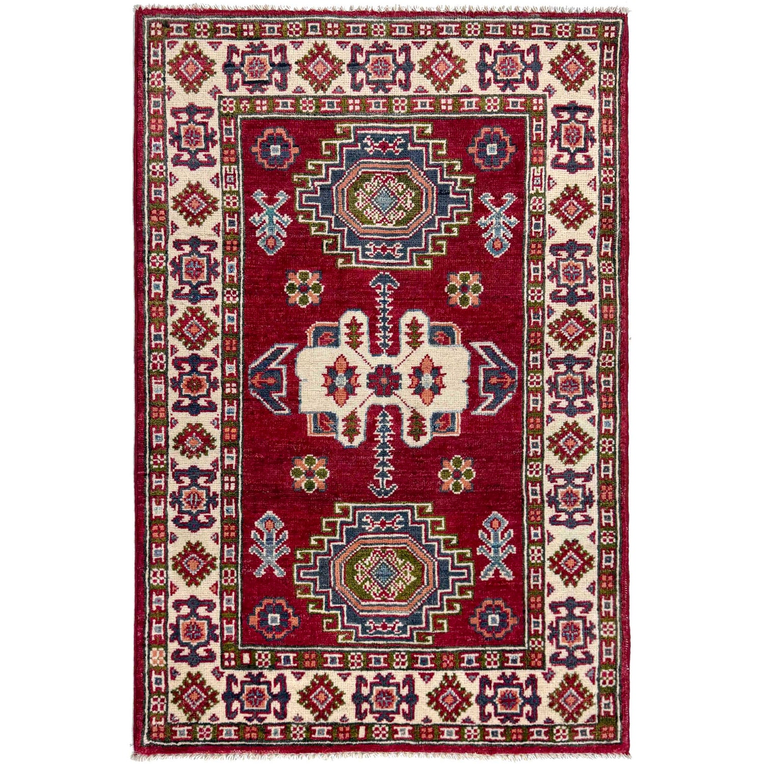 Handmade Kazak Area Rug 2' 8" x 4' 2" ft / 81 x 126 cm - No. R37548