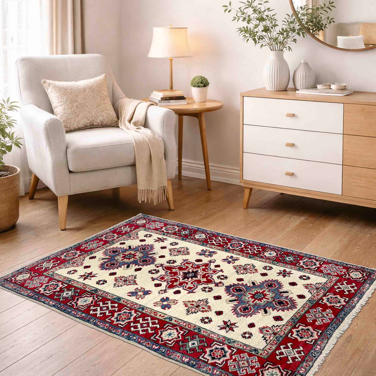 Hand knotted Kazak Carpet 2' 7" x 3' 8" ft / 79 x 111 cm - No. R37550