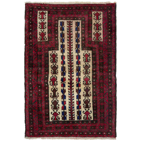 Handmade Prayer Rug 3' 2" x 4' 6" ft / 96 x 138 cm - No R37598