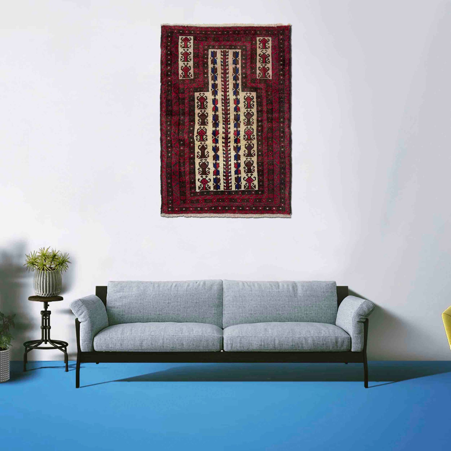 Handmade Prayer Rug 3' 2" x 4' 6" ft / 96 x 138 cm - No R37598