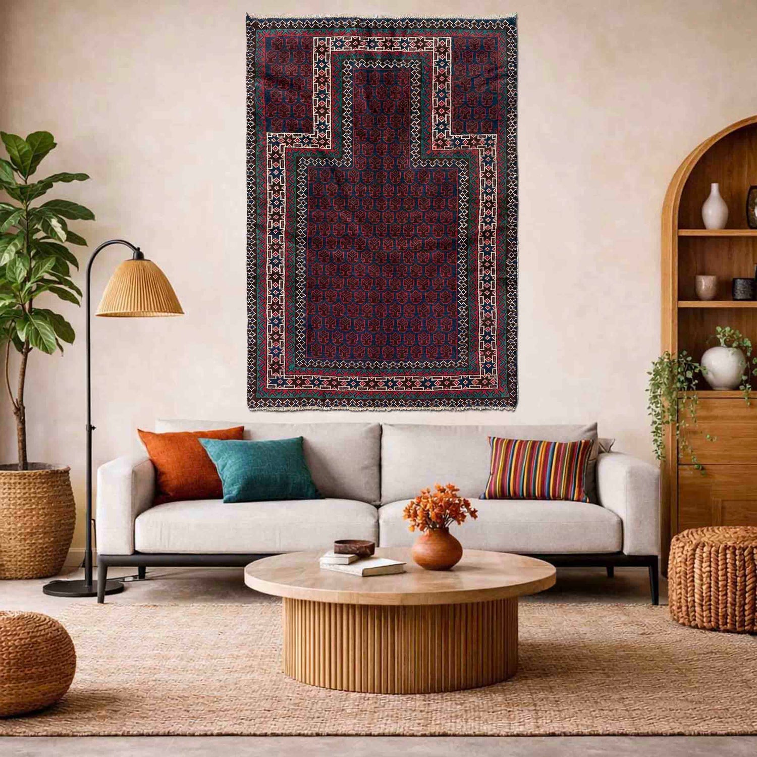 Small Prayer Carpet 2' 11" x 4' 9" ft / 88 x 145 cm -No. R37601