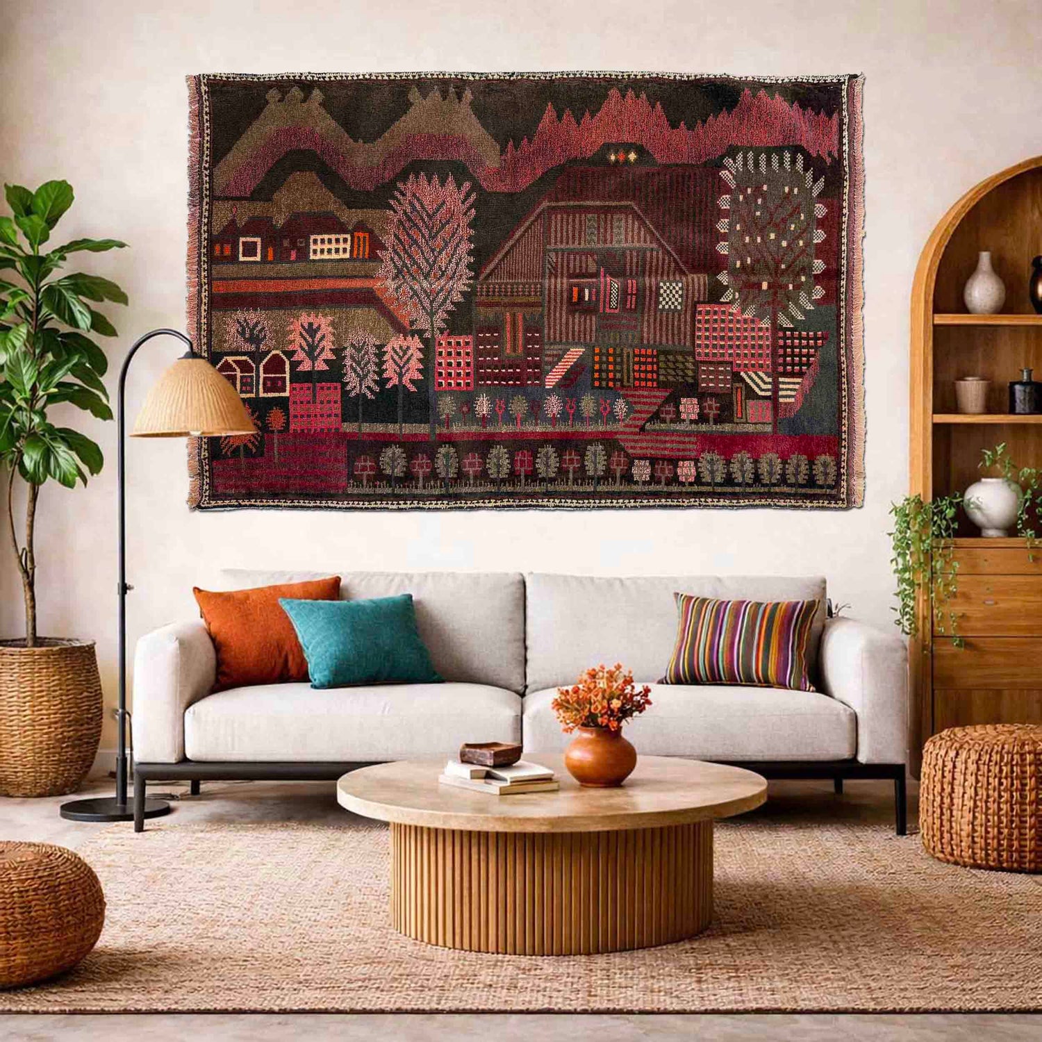 Handmade Picture Area Rug 2' 11" x 4' 6" ft / 88 x 136 cm - No. R37604