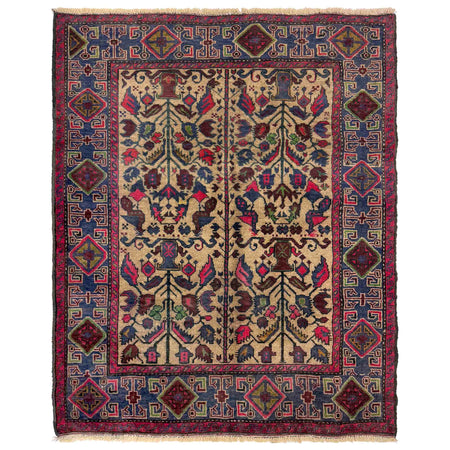 Baluch Small Size Rug 3' 7" x 4' 8" ft / 110 x 143 cm - No. R37606