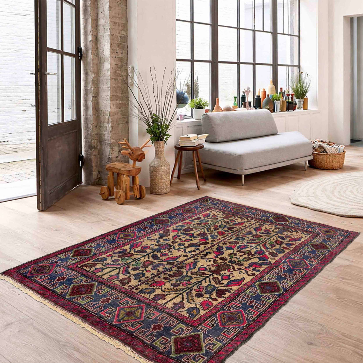 Baluch Small Size Rug 3' 7" x 4' 8" ft / 110 x 143 cm - No. R37606