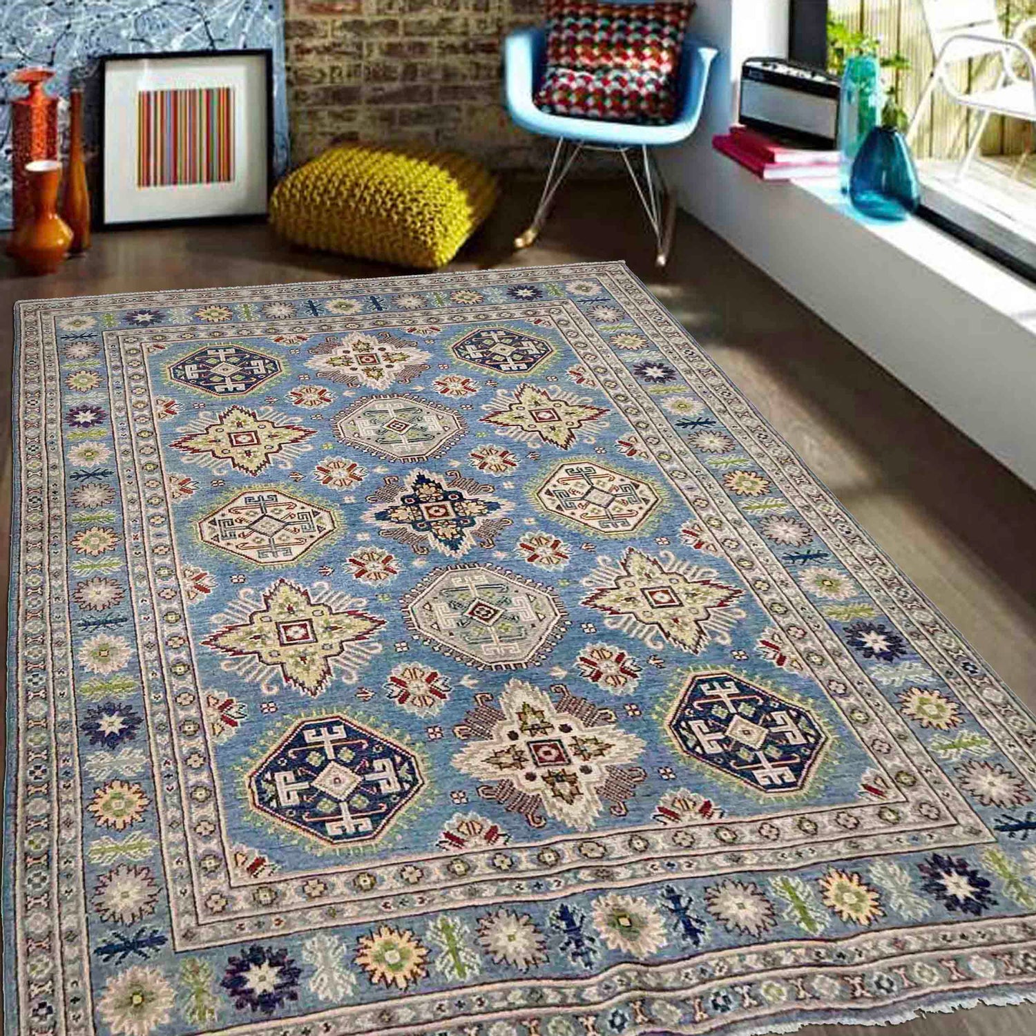 Hand knotted Kazak Rugs 4' 8" x 6' 11" ft / 143 x 211 cm - No. R37613