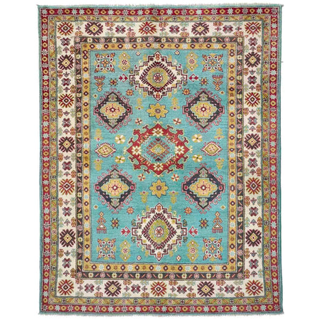 Hand knotted Kazak Carpet 4' 8" x 6' 2" ft / 143 x 188 cm - No. R37615