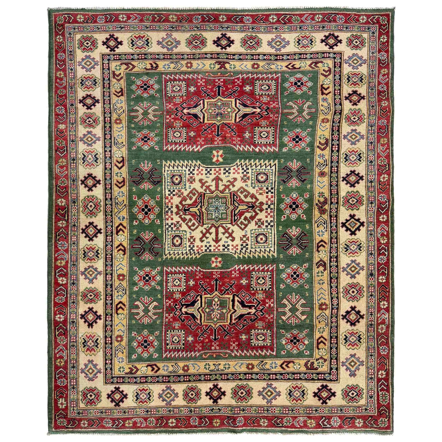 Hand Knotted Kazak Oriental Rug 5' 0" x 6' 6" ft / 152 x 197 cm - No. R37616