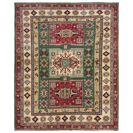 Hand Knotted Kazak Oriental Rug 5' 0" x 6' 6" ft / 152 x 197 cm - No. R37616