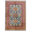 Hand knotted Kazak Carpet 4' 2" x 5' 11" ft / 127 x 181 cm - No. R37621