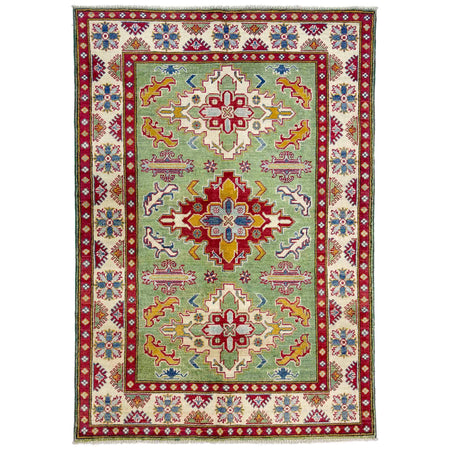 Handmade Kazak Area Rug 3' 10" x 5' 8" ft / 117 x 173 cm - No. R37623