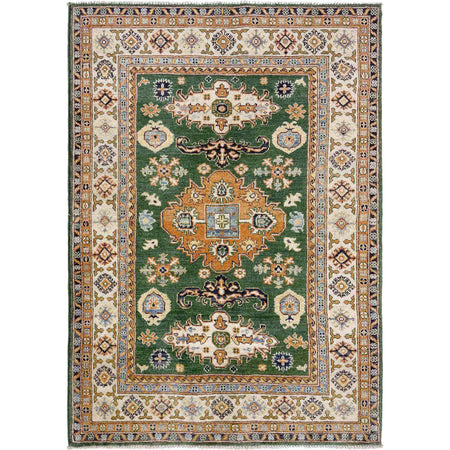 Hand Knotted Kazak Oriental Rug 4' 0" x 5' 6" ft / 121 x 168 cm - No. R37633