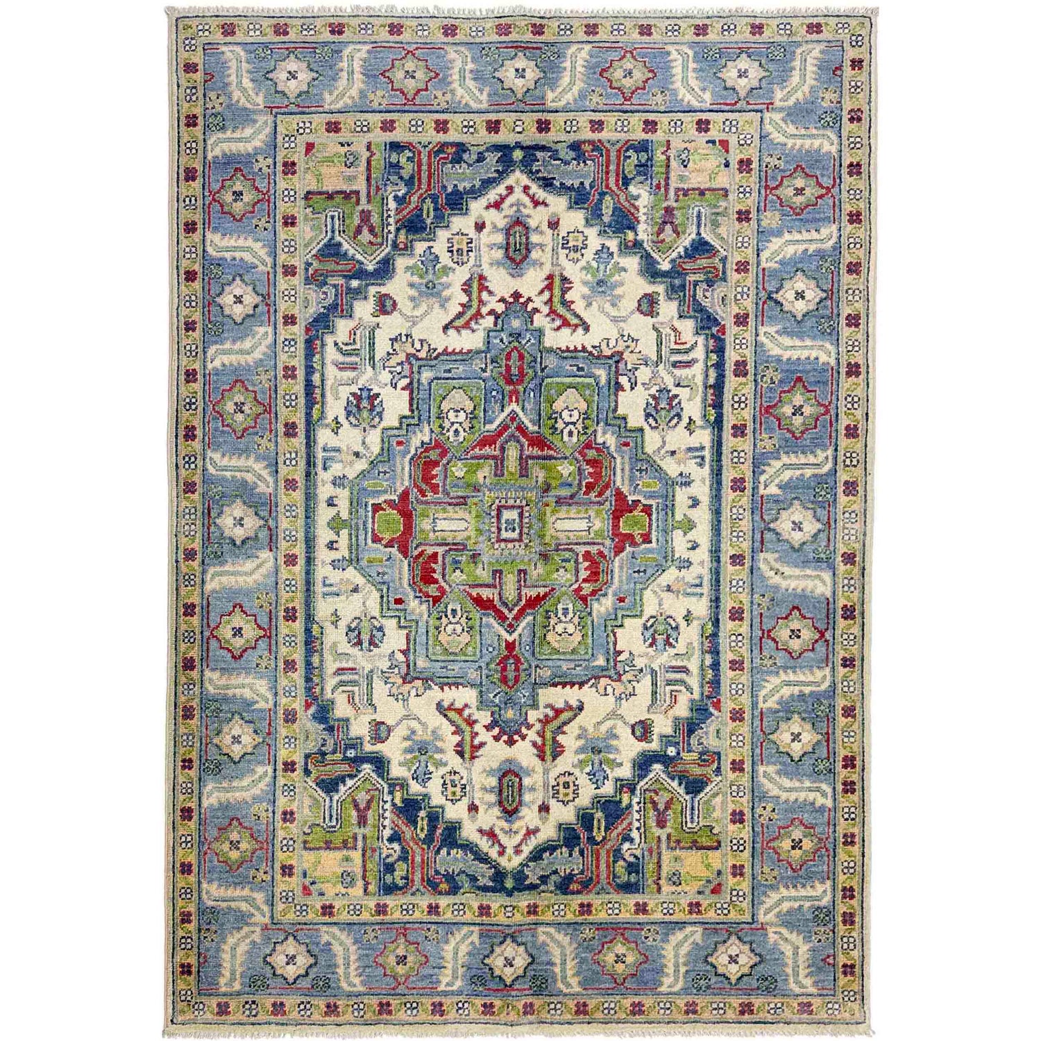 Hand Woven Heriz Design Carpet 3' 11" x 5' 11" ft / 120 x 180 cm - No. R37637
