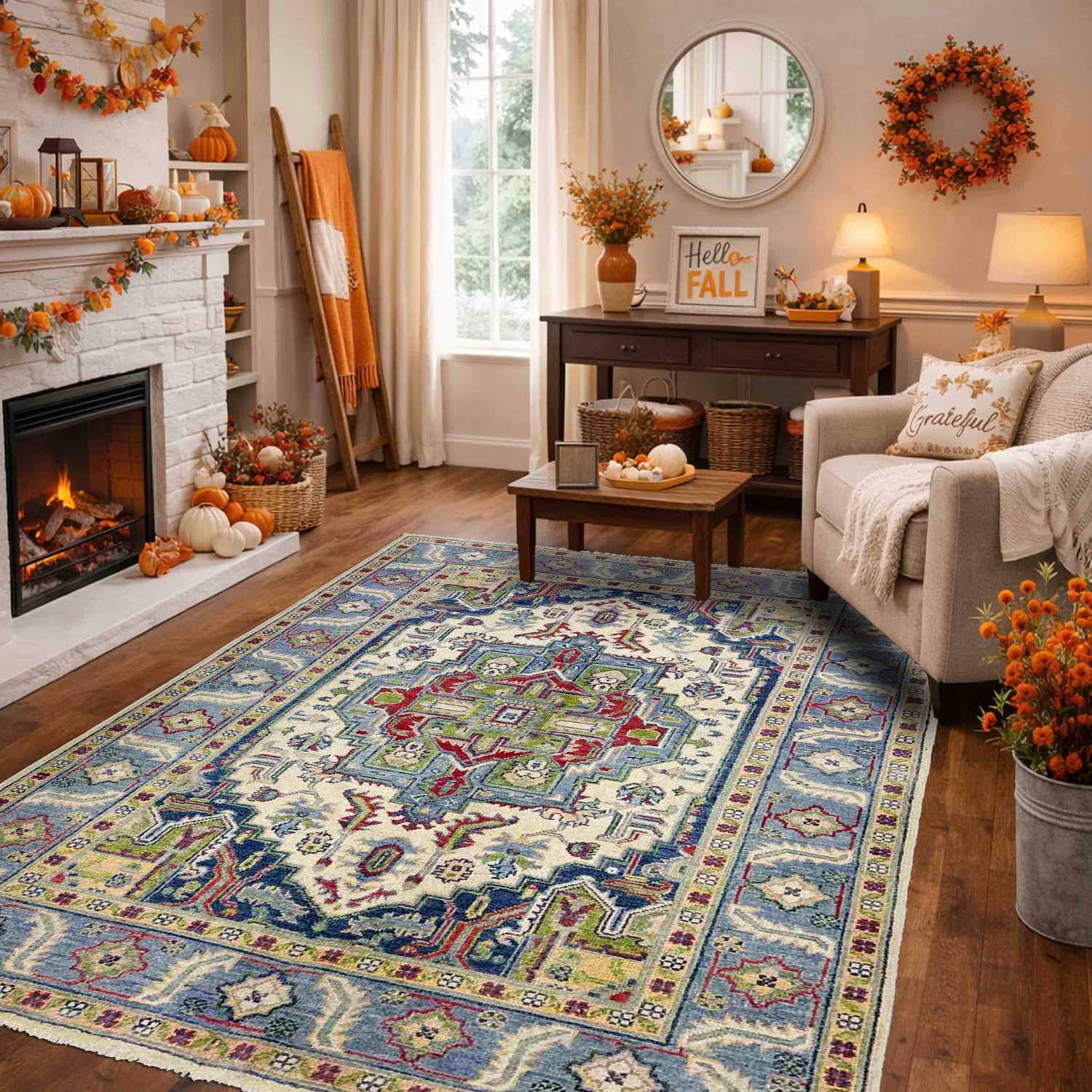 Hand Woven Heriz Design Carpet 3' 11" x 5' 11" ft / 120 x 180 cm - No. R37637