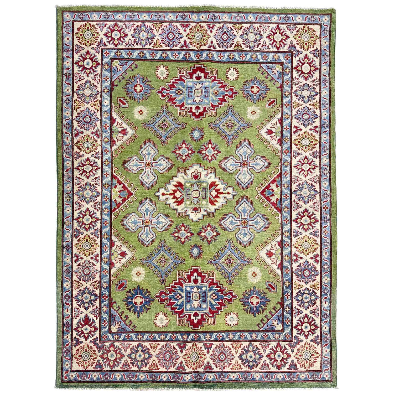 Green Color Kazak Rug 5' 0" x 6' 9" ft / 152 x 206 cm - No. R37640