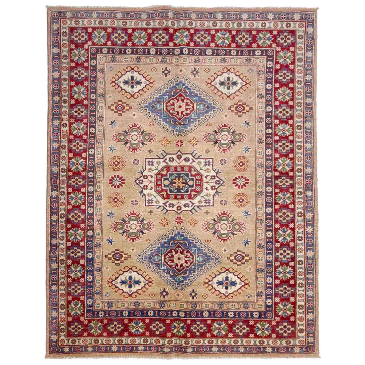 Hand knotted Kazak Carpet 5' 1" x 6' 11" ft / 155 x 210 cm - No. R37641