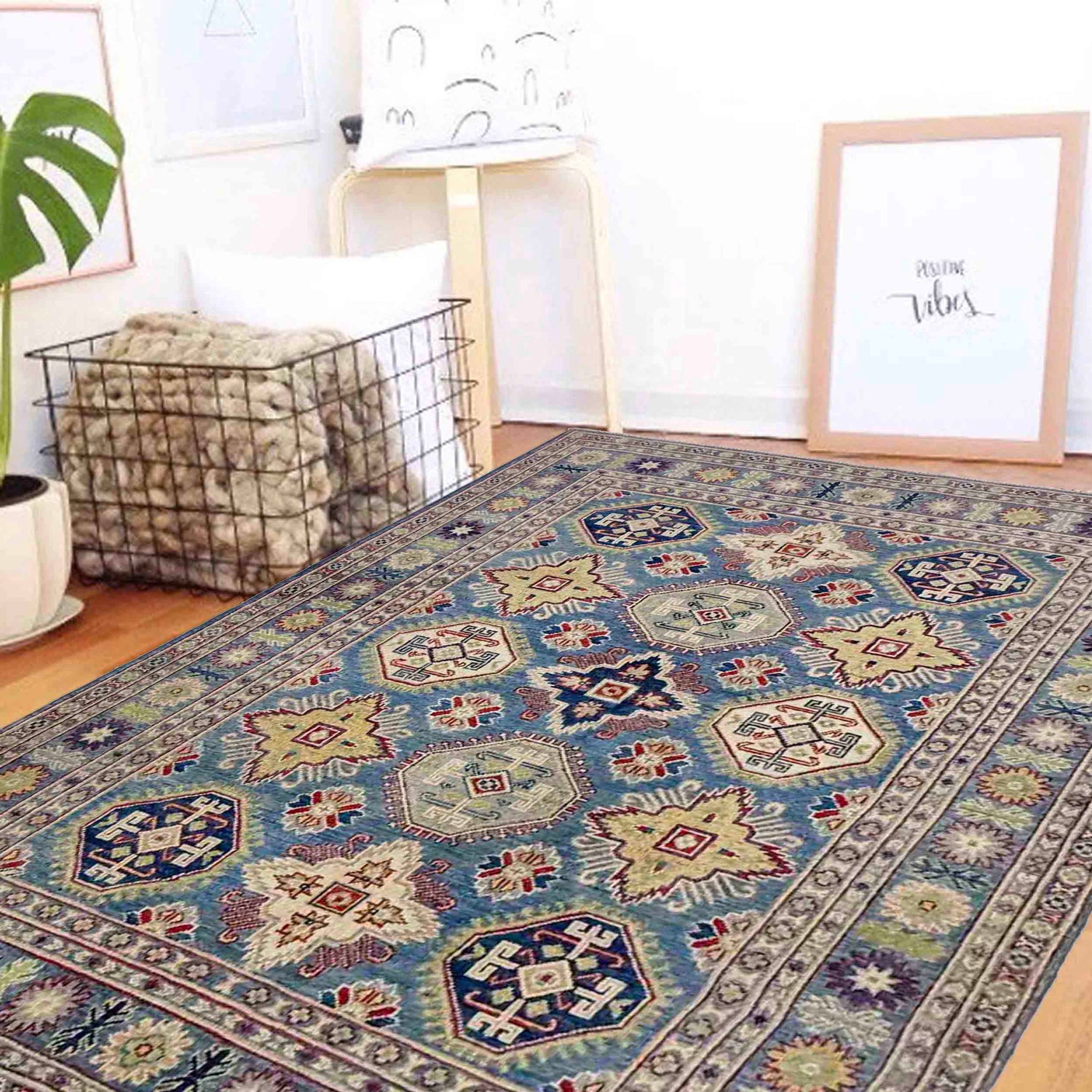 Handmade Kazak Area Rug 4' 11" x 6' 7" ft / 150 x 200 cm - No. R37643