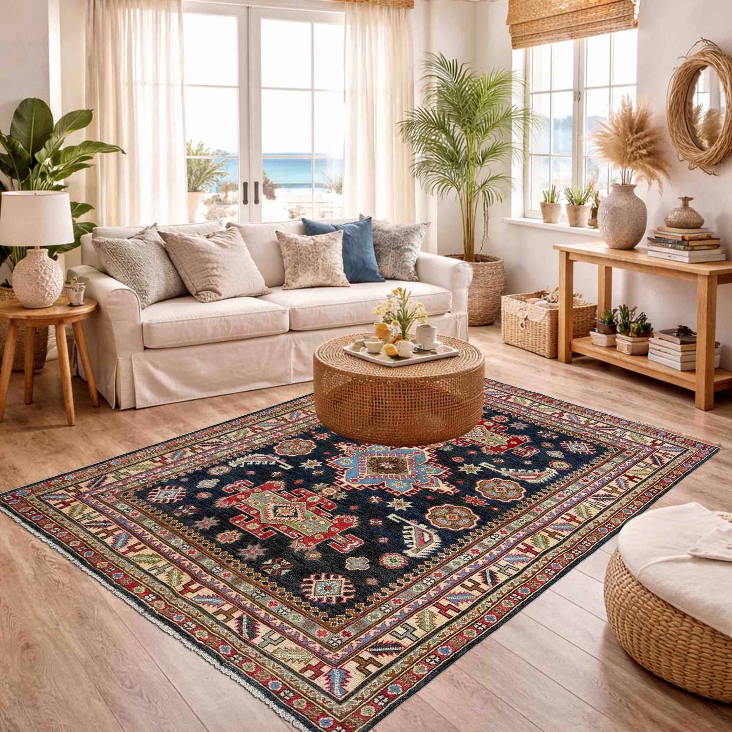 Multi Color Kazak Rug 4' 8" x 6' 8" ft / 142 x 202 cm - No. R37644
