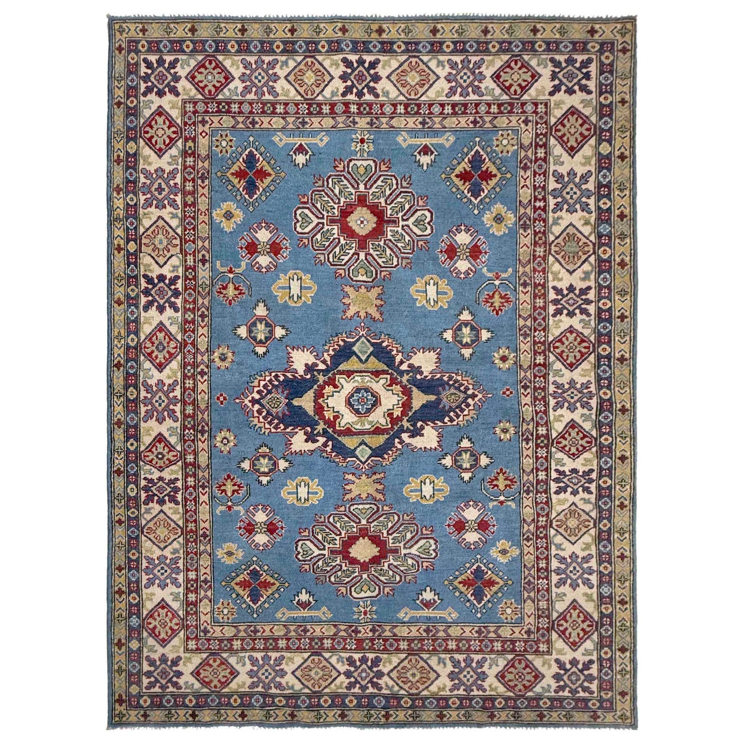 Hand Knotted Kazak Oriental Rug 5' 8" x 7' 11" ft / 173 x 242 cm - No. R37645