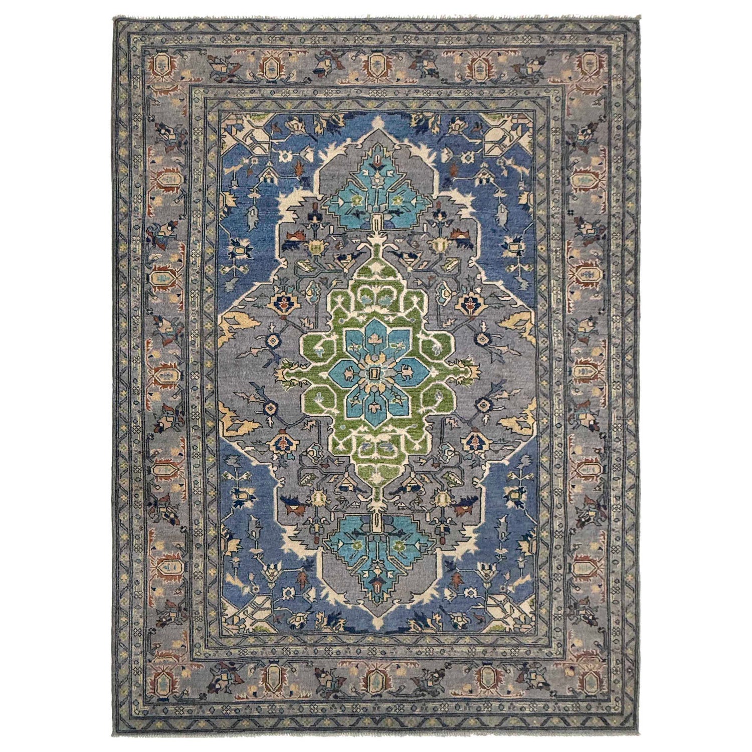 Hand Knotted Persian Design Heriz Rug 6' 0" x 8' 8" ft / 183 x 264 cm - No. R37648