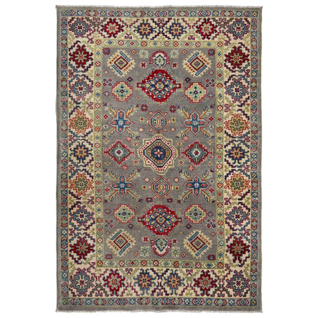 Gray Color Kazak Rug 3' 11" x 5' 10" ft / 120 x 179 cm - No. R37652