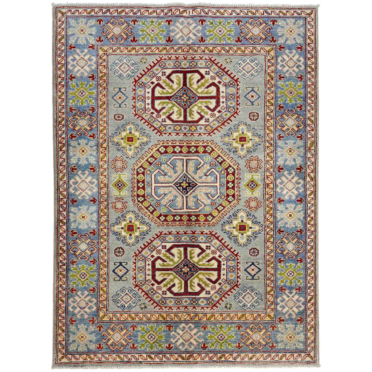Hand knotted Kazak Carpet 3' 11" x 5' 8" ft / 120 x 172 cm - No. R37654