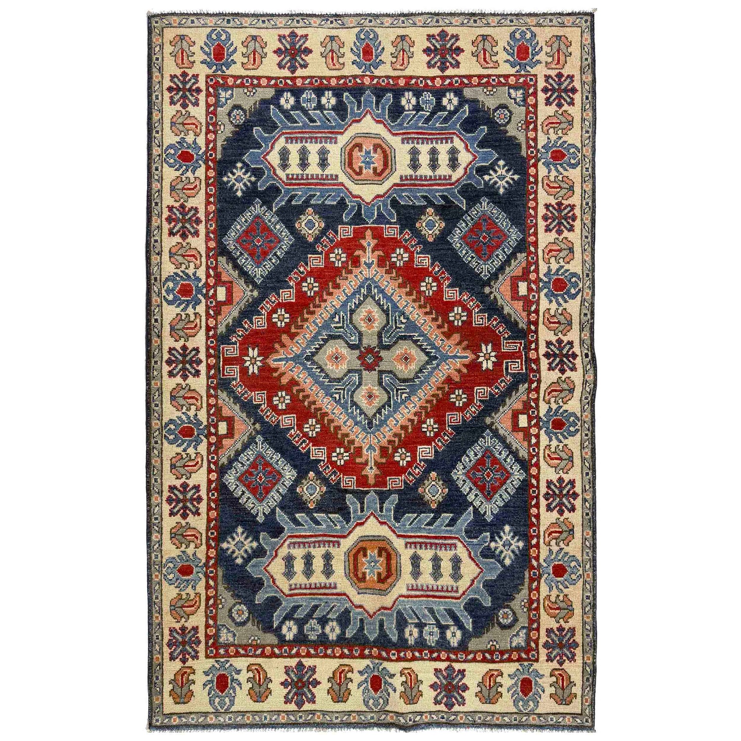 Oriental Kazak Rug 3' 11" x 6' 6" ft / 120 x 199 cm - No. R37655