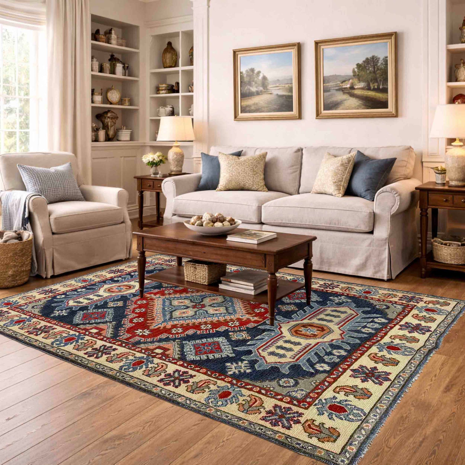 Oriental Kazak Rug 3' 11" x 6' 6" ft / 120 x 199 cm - No. R37655