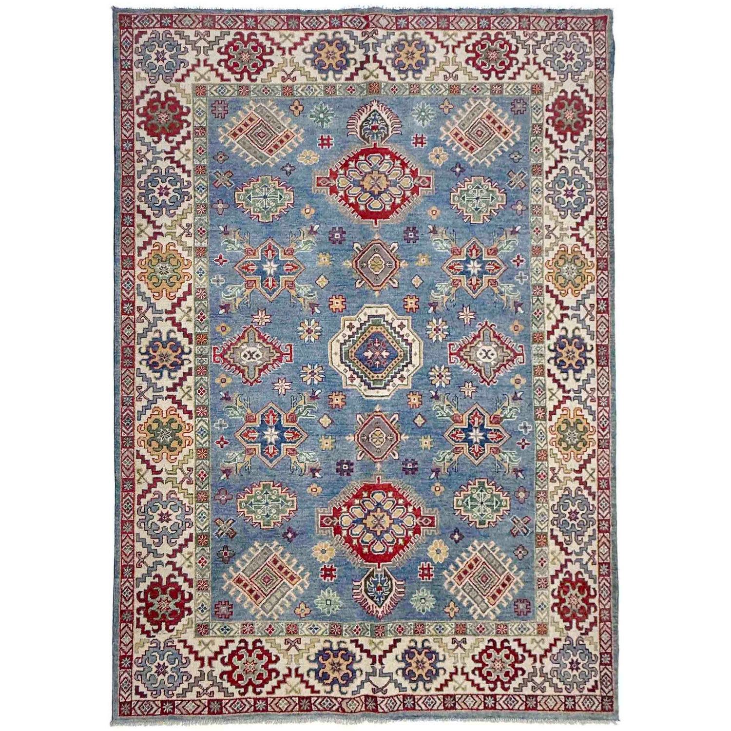 Handmade Kazak Area Rug 5' 5" x 7' 10" ft / 166 x 239 cm - No. R37656