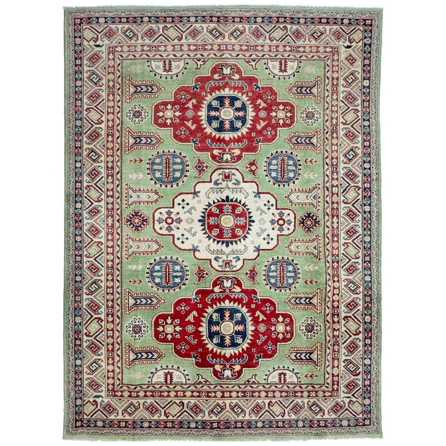Hand knotted Kazak Carpet 5' 8" x 8' 1" ft / 172 x 246 cm - No. R37658