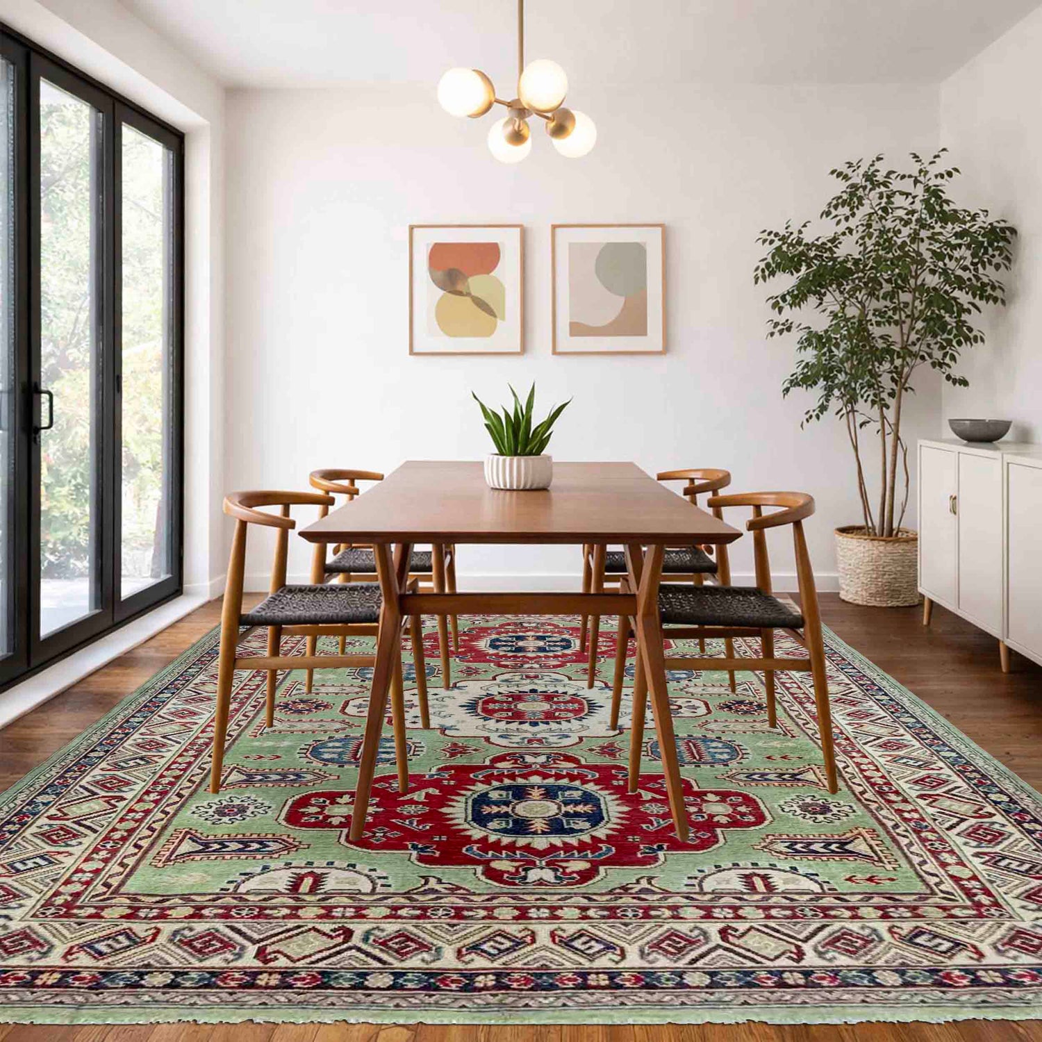 Hand knotted Kazak Carpet 5' 8" x 8' 1" ft / 172 x 246 cm - No. R37658