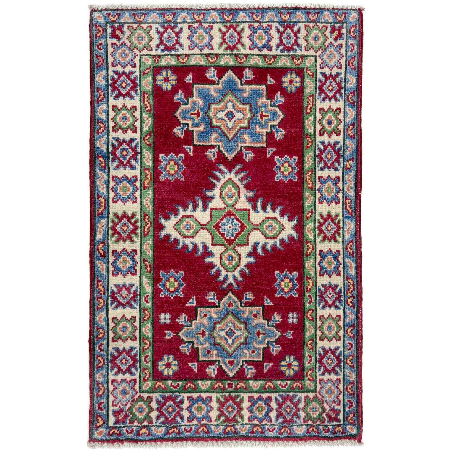 Hand knotted Kazak Carpet 1' 11" x 3' 1" ft / 59 x 93 cm - No. R37666
