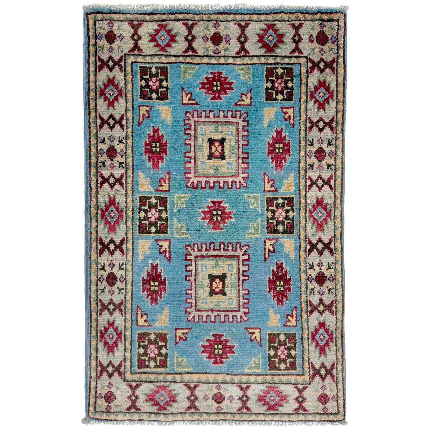 Blue Color Kazak Rug 2' 0" x 3' 1" ft / 61 x 94 cm - No. R37669