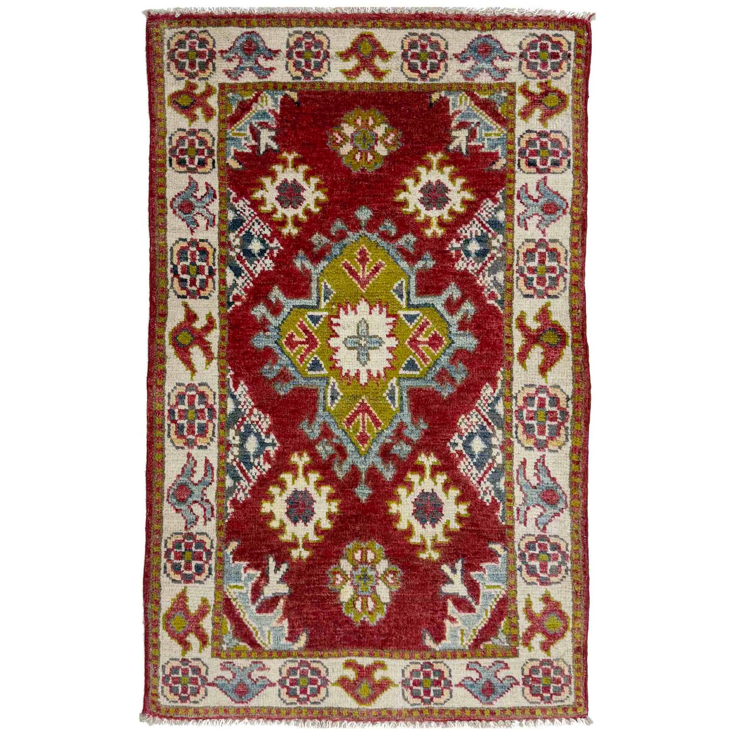 Handmade Kazak Area Rug 2' 0" x 3' 4" ft / 61 x 102 cm - No. R37672