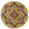 Authentic Afghan Kazak Round Rug 3' 2" x 3' 3" ft / 96 x 100 cm - No. R37678