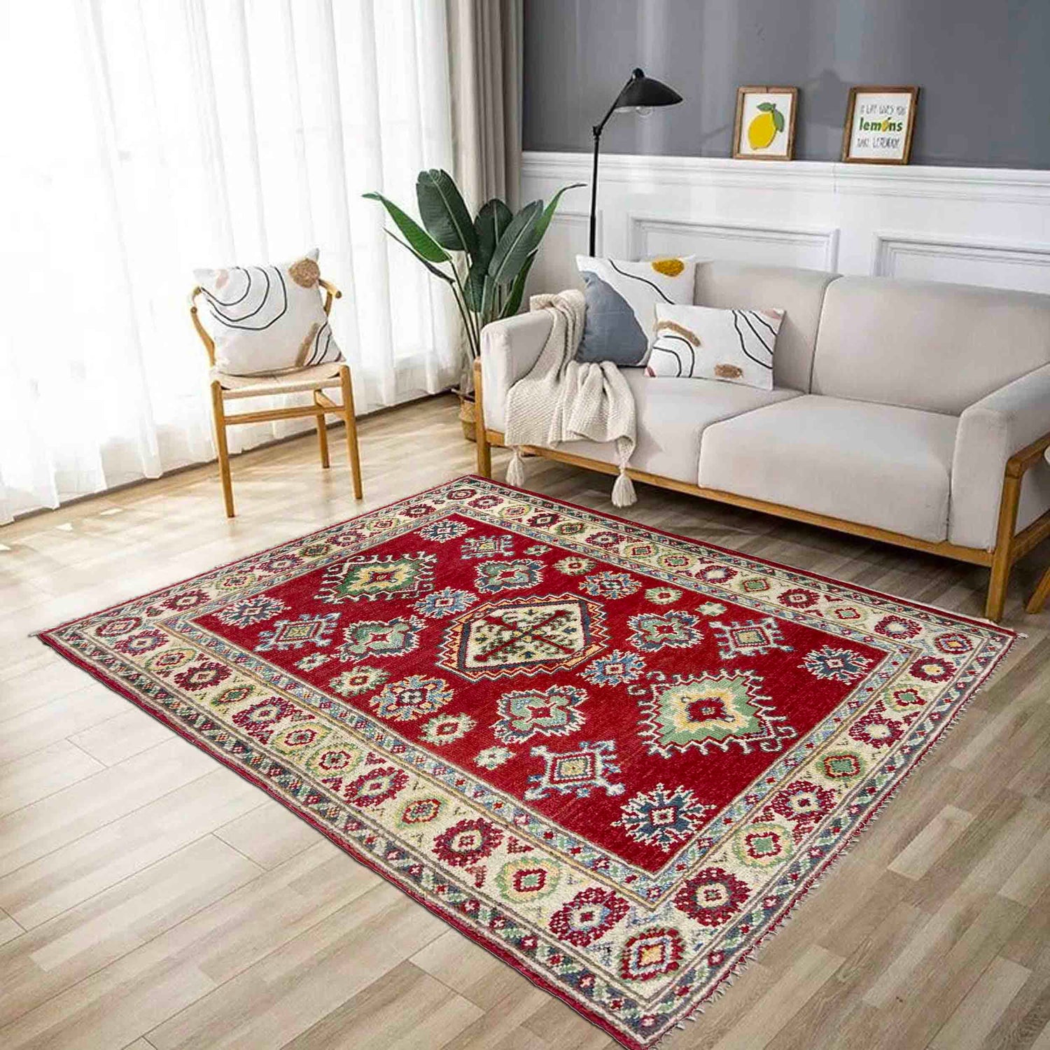 Handmade Kazak Area Rug 2' 7" x 3' 9" ft / 80 x 115 cm - No. R37704