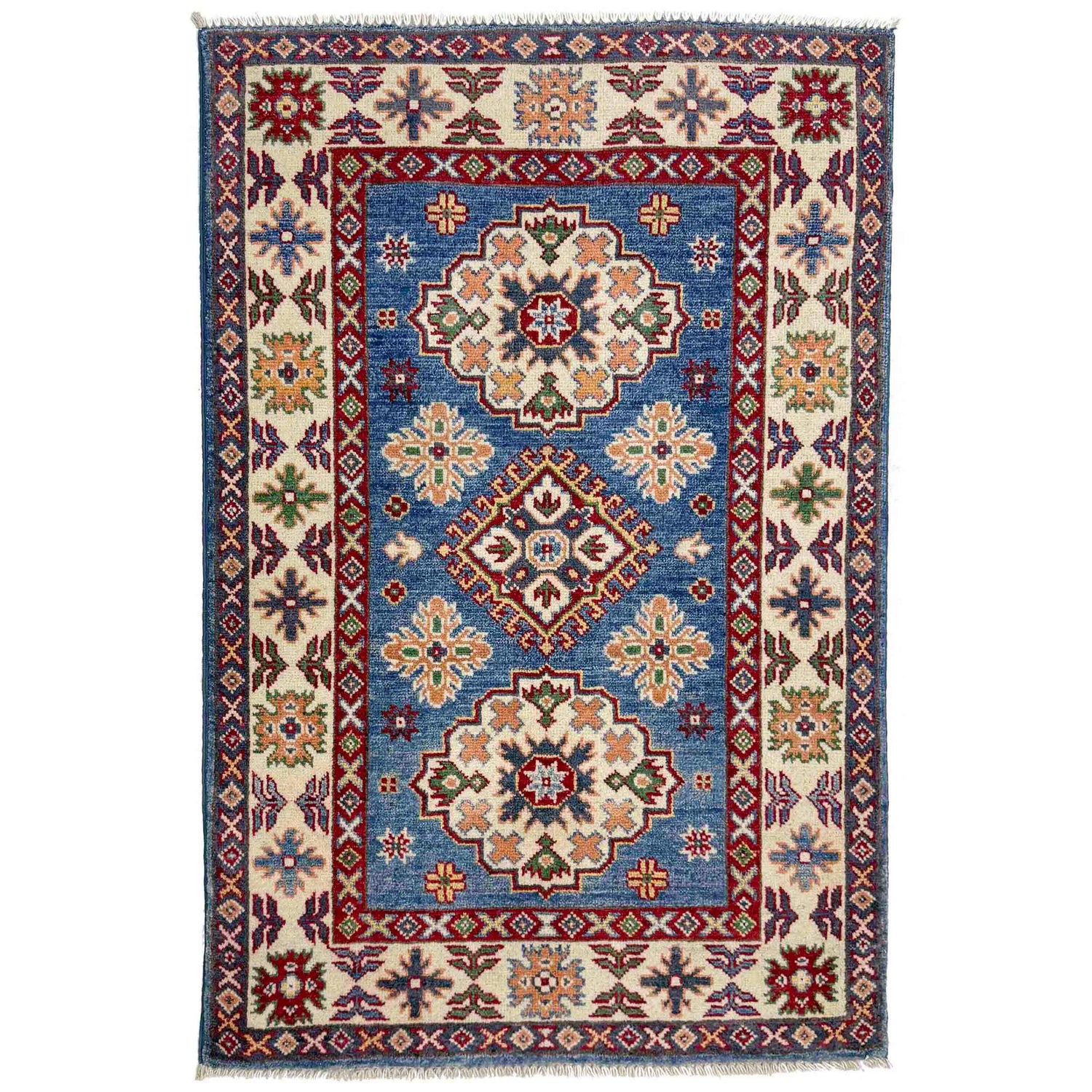 Blue Color Kazak Rug 2' 8" x 4' 0" ft / 82 x 122 cm - No. R37706