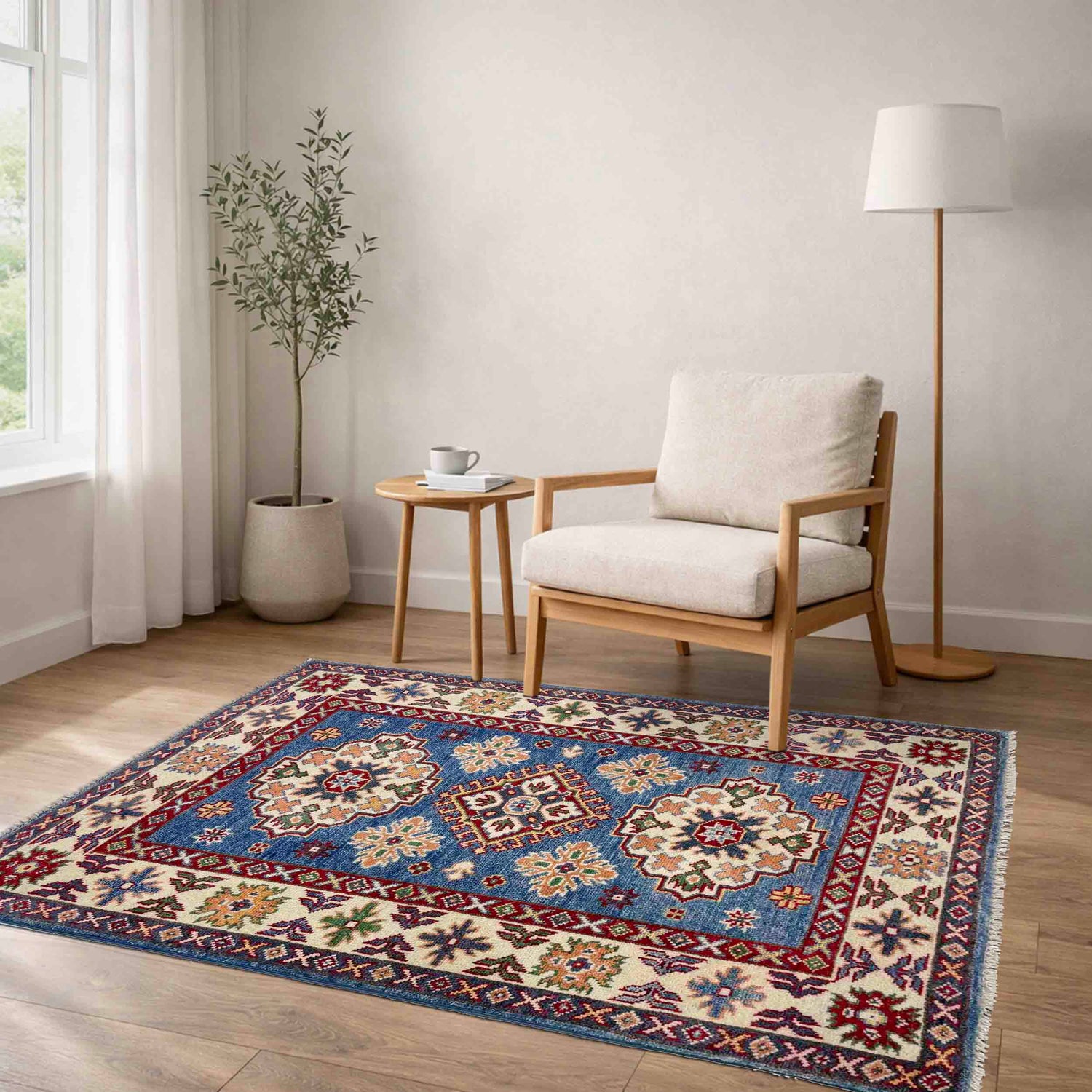 Blue Color Kazak Rug 2' 8" x 4' 0" ft / 82 x 122 cm - No. R37706